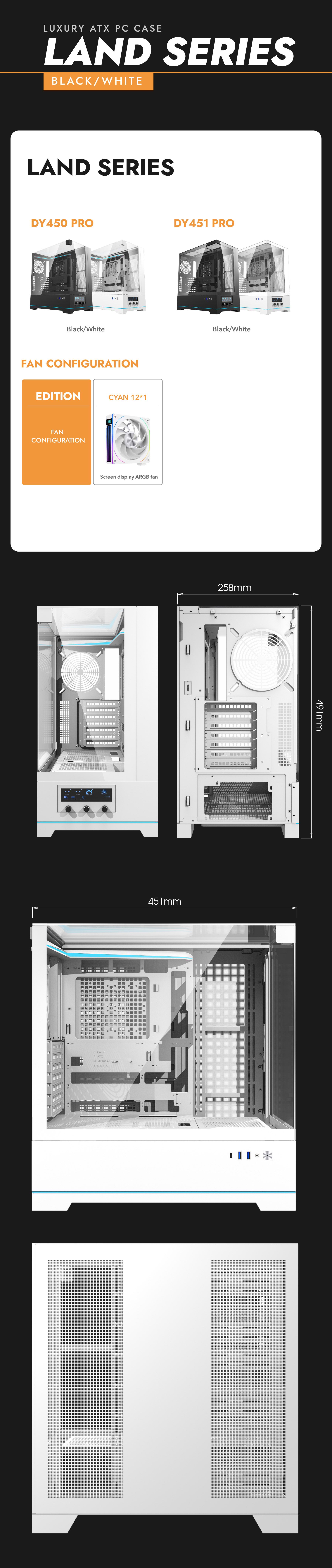 DarkFlash DY450 Pro ATX PC Case, WHITE DarkFlash DY450 Pro ATX PC Case, WHITE