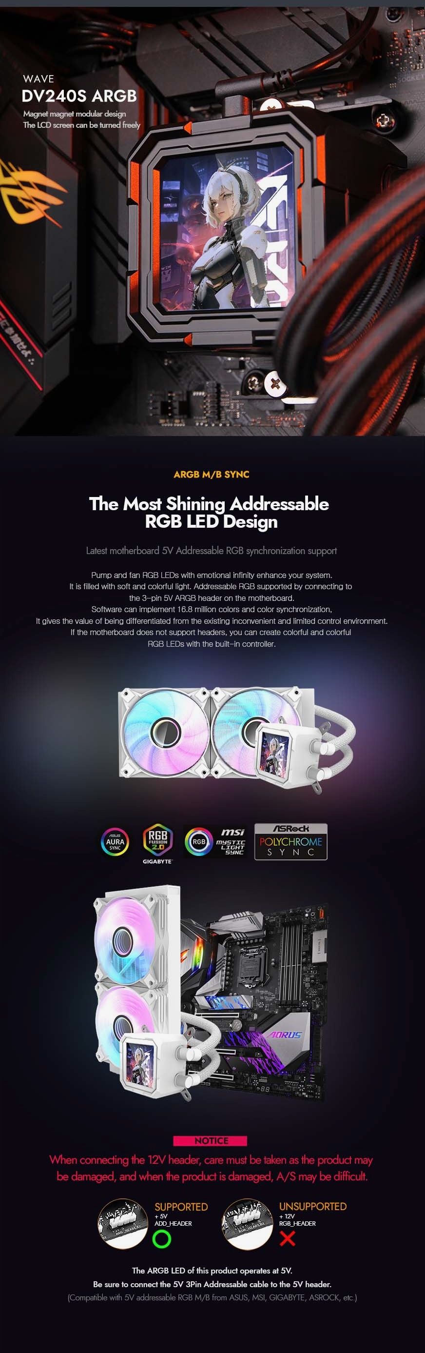 DarkFlash DV240S Liquid CPU Cooler, WHITE