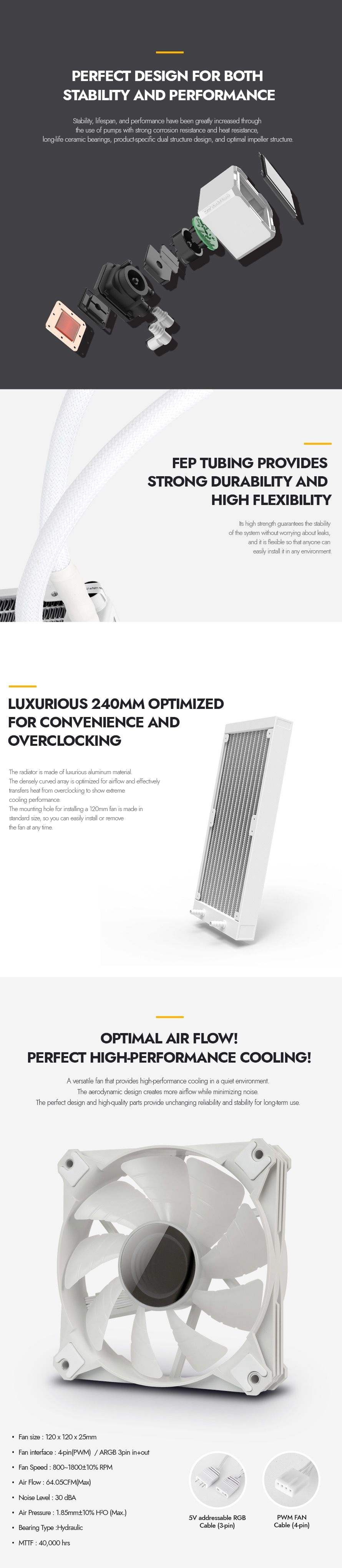DarkFlash DV240S Liquid CPU Cooler, WHITE