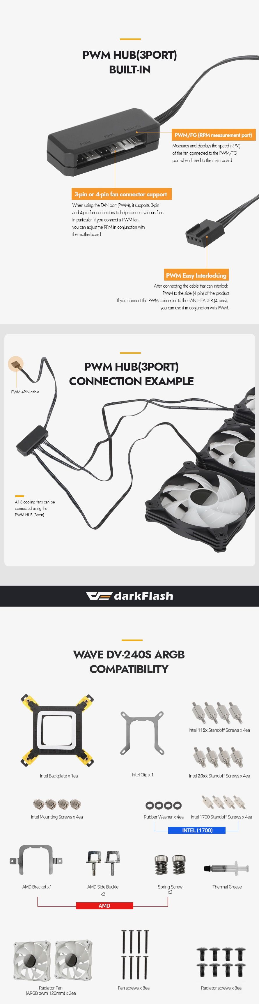 DarkFlash DV240S Liquid CPU Cooler, WHITE