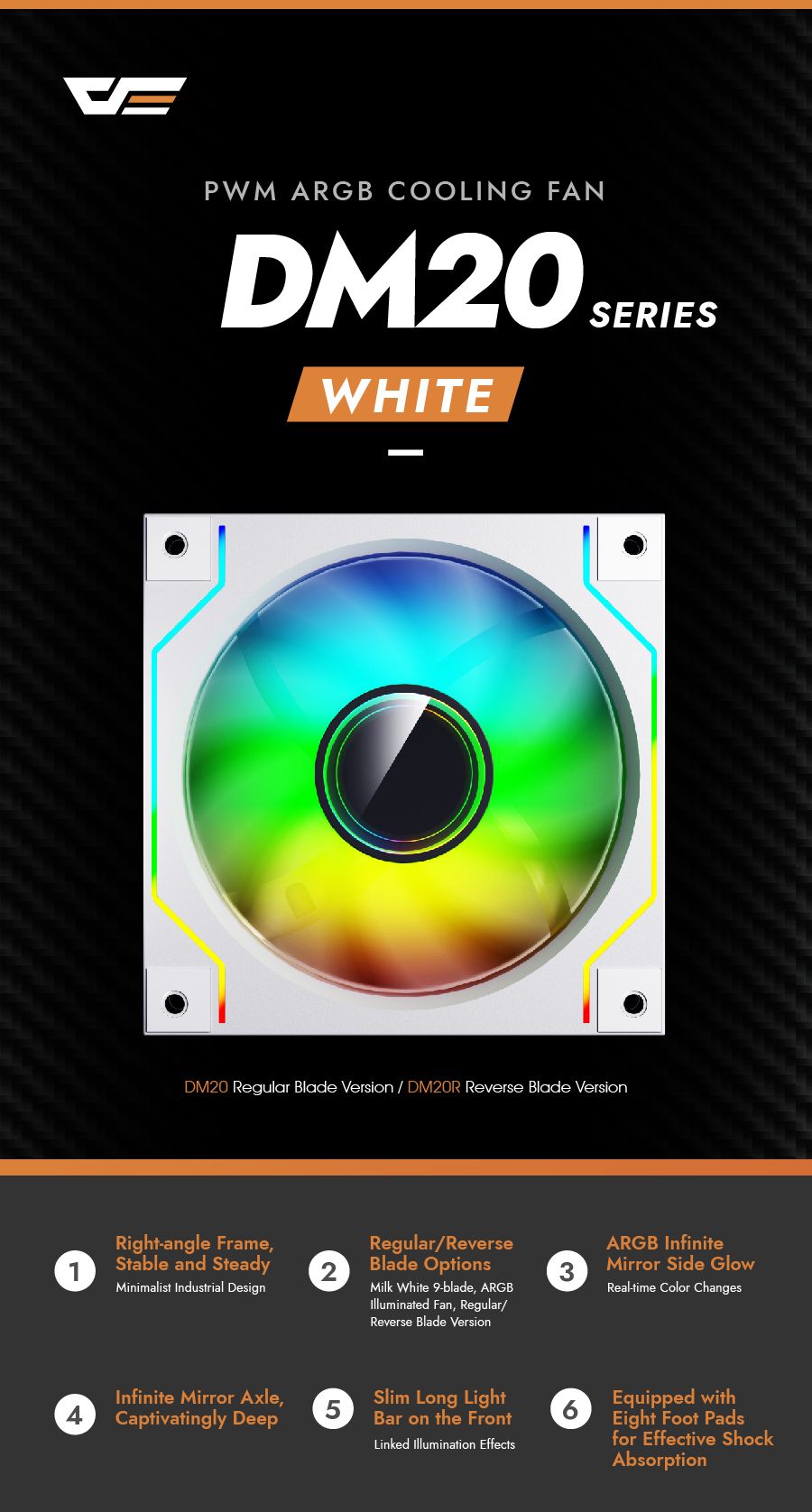 Darkflash DM20 ARGB Cooling Fan – WHITE Darkflash DM20 ARGB Cooling Fan – WHITE