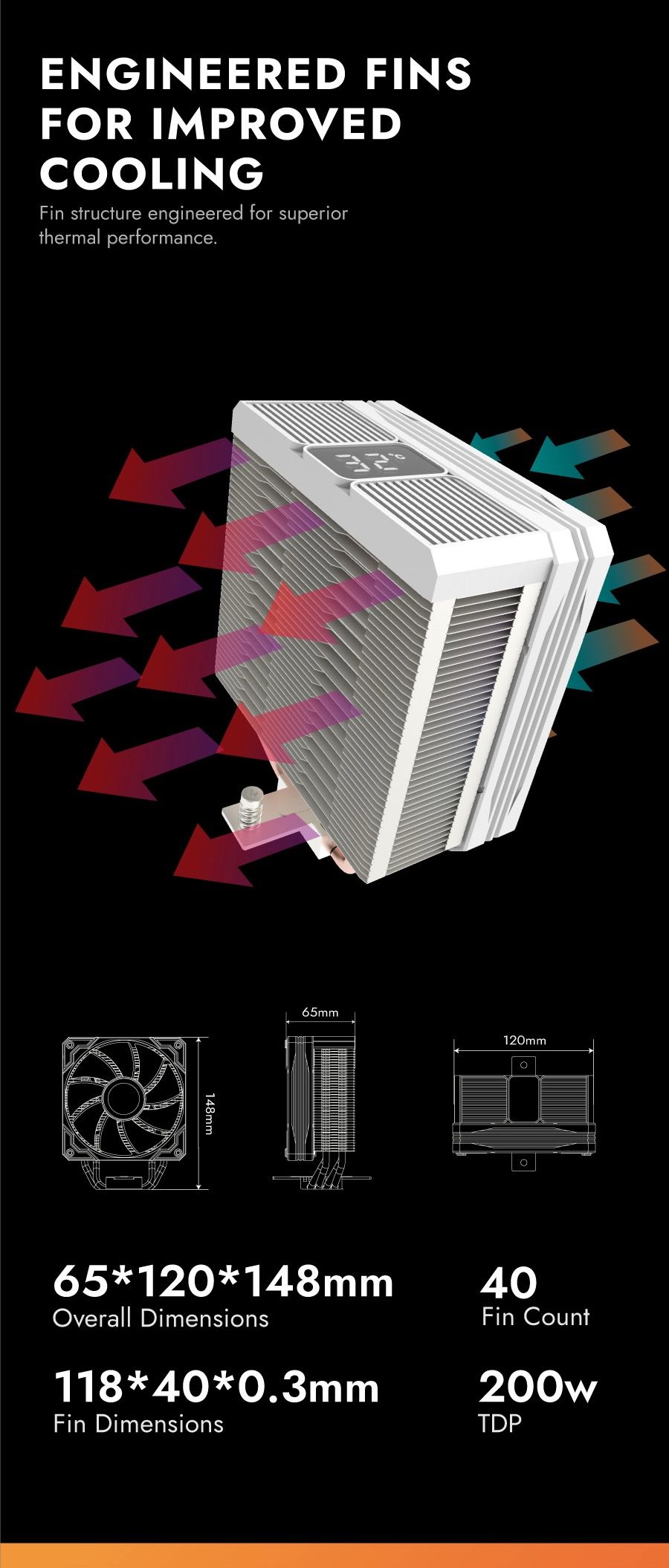 Darkflash M400 Digital Display Tower CPU Cooler – WHITE Darkflash M400 Digital Display Tower CPU Cooler – WHITE
