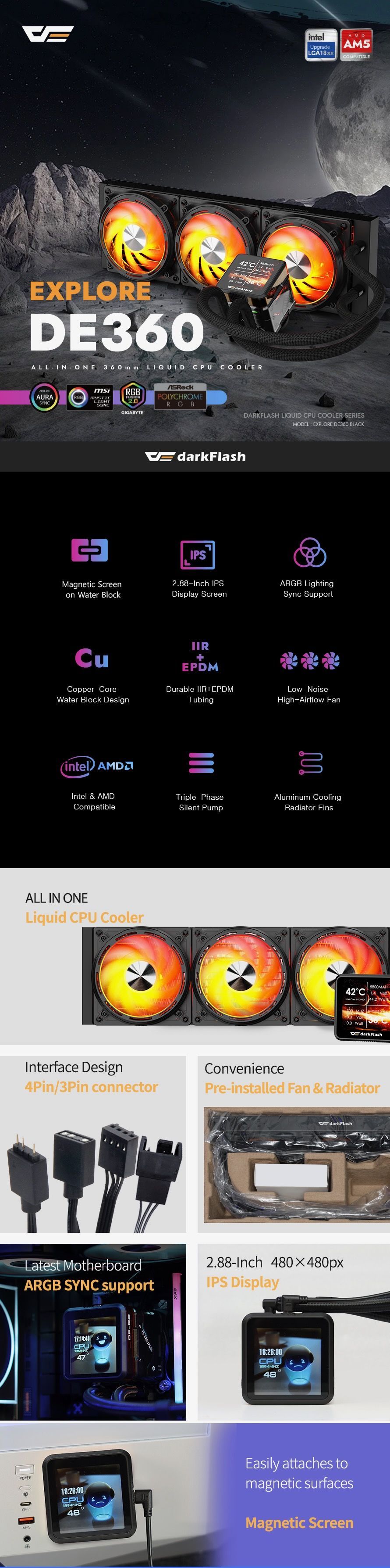 EXPLORE DE360 Liquid CPU Cooler - darkFlash USA