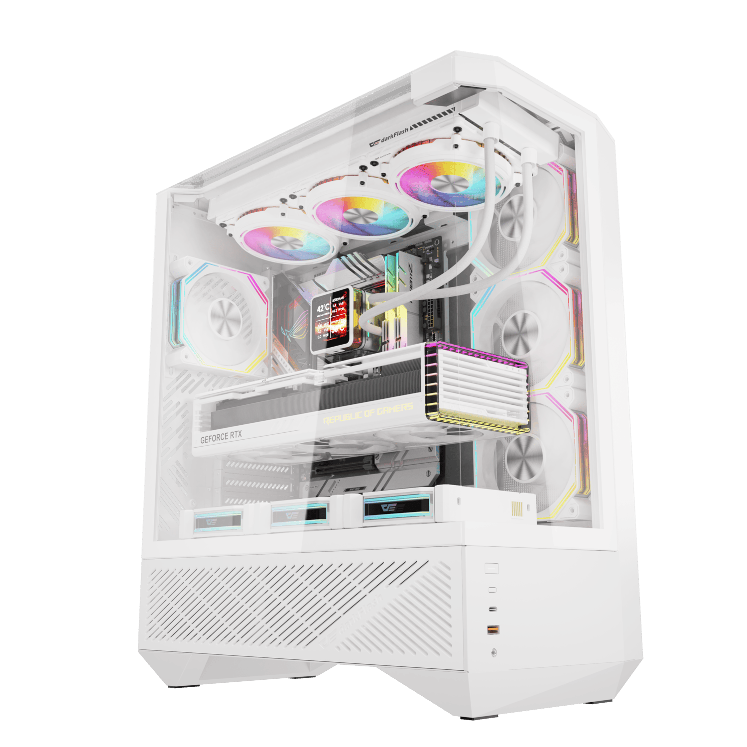 DarkFlash DY460 ATX PC Case, WHITE